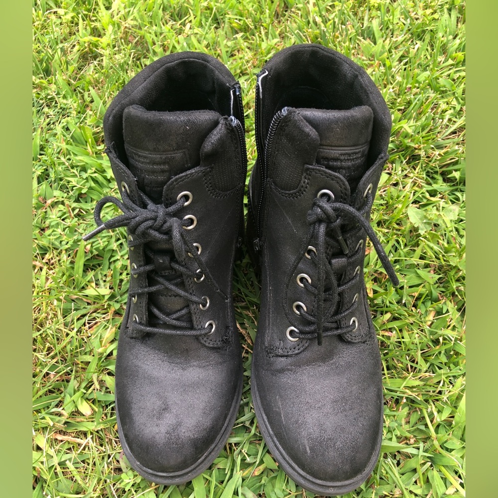 Black tie up boots